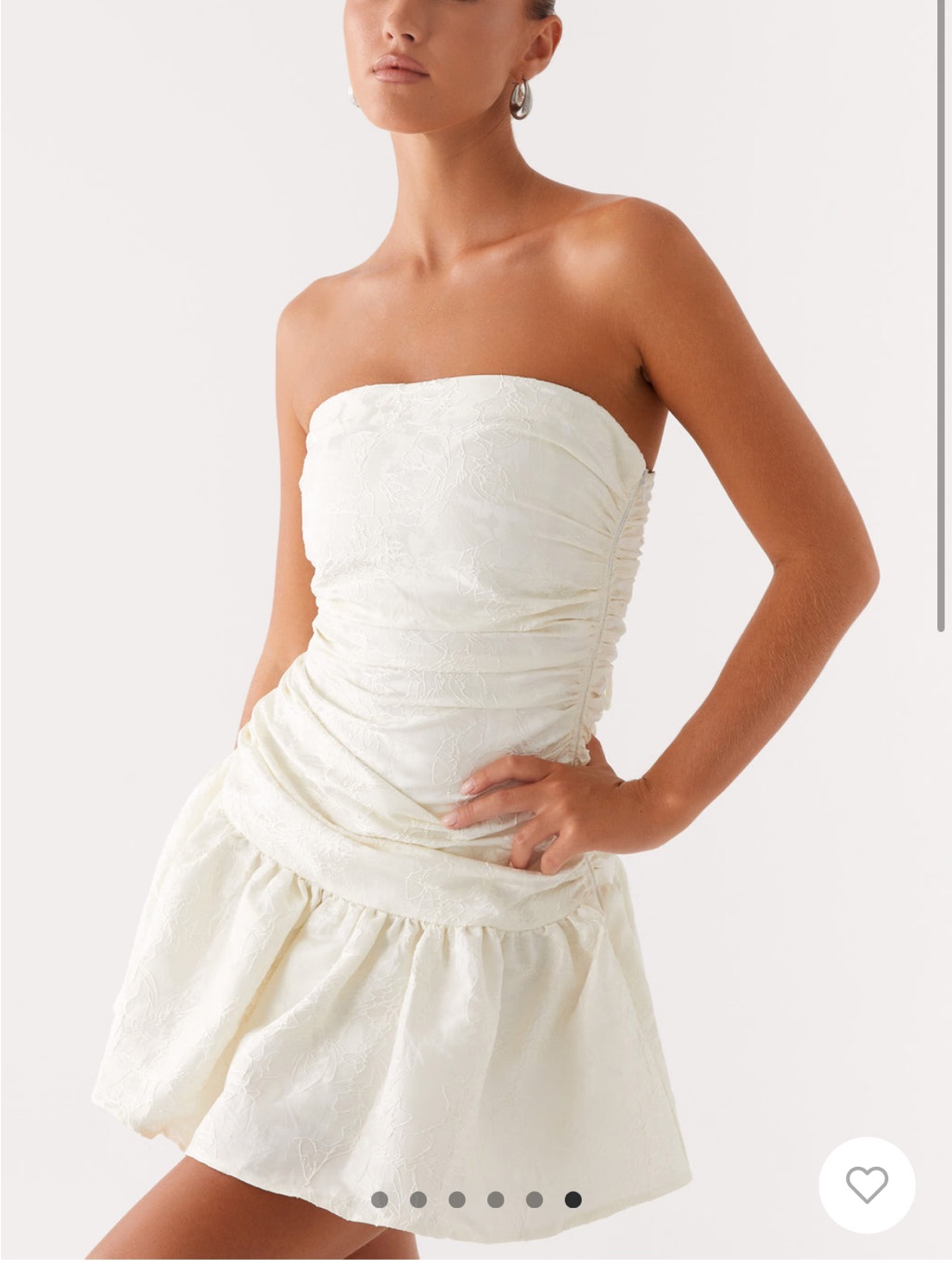 Peppermayo Strapless White Ruched Mini Dress